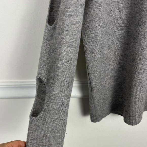 7 seasons Gray Cold Shoulders Cut out Sleeved 100% Cashmere Sweater Size Medium - Picture 7 of 8